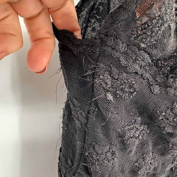 Vtg Karen Kane Black Lace Babydoll Top‎ Womens XL Scalloped Hem Spaghetti Straps - Picture 5 of 8